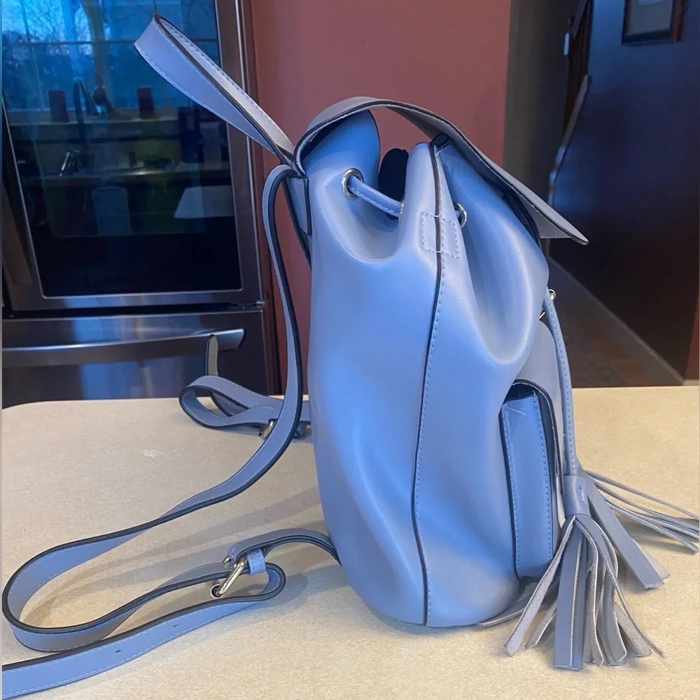 KC JAGGER Light Blue Leather Backpack w/Detachable Insert Pouch, EUC (Like New)